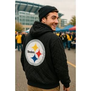 Pittsburgh Steelers Men's S Reversible Logo Football Quilted Full Zip Hoodie